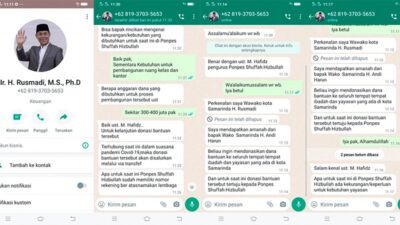 Akun WhatsApp Palsu Catut Nama Rusmadi, Masyarakat Samarinda Diminta Waspada
