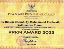 Banggakan Kukar, RSUD AM Parikesit Raih PPKM Award dari Kemenkes RI